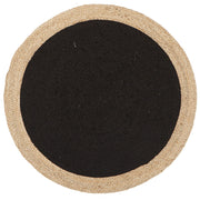 Round Jute Natural Rug Black - Fantastic Rugs
