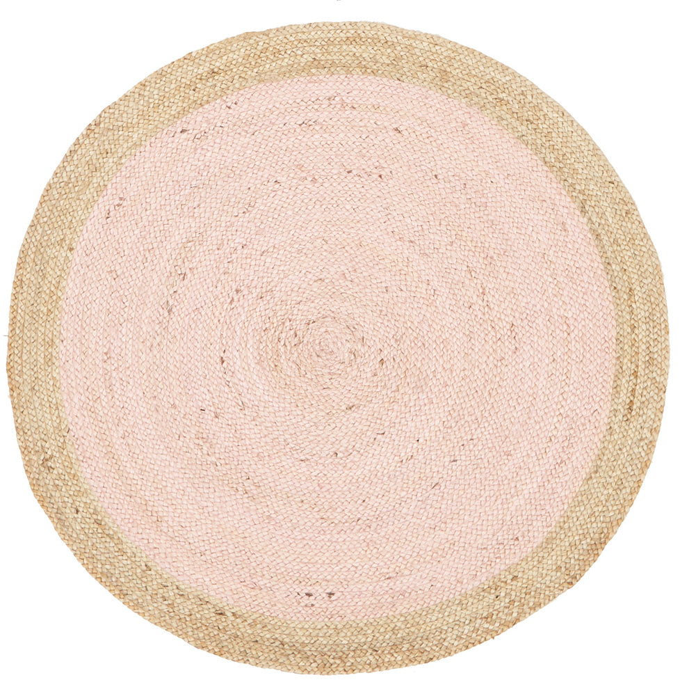 Round Jute Natural Rug Pink - Fantastic Rugs