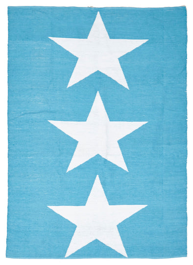 Coastal Indoor Out door Rug Star Turquoise White - Fantastic Rugs
