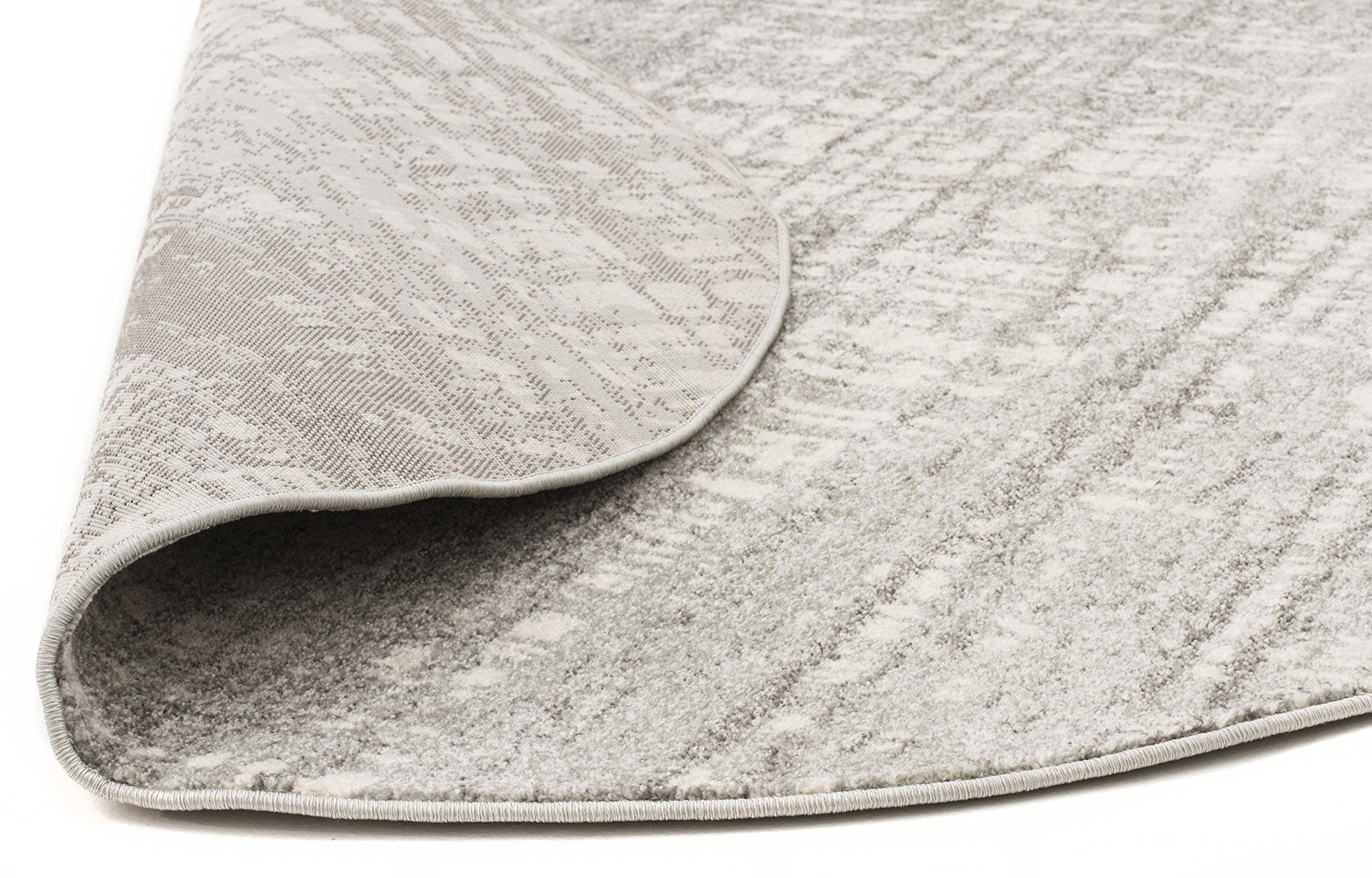 Ashley Abstract Modern Silver Grey Round Rug - Fantastic Rugs