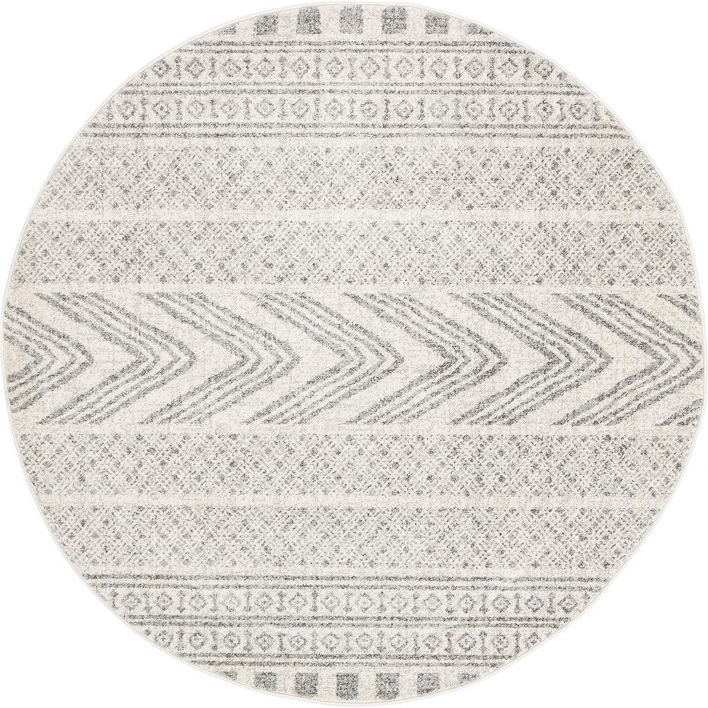 Adani  Modern Tribal Design Grey Round Rug - Fantastic Rugs