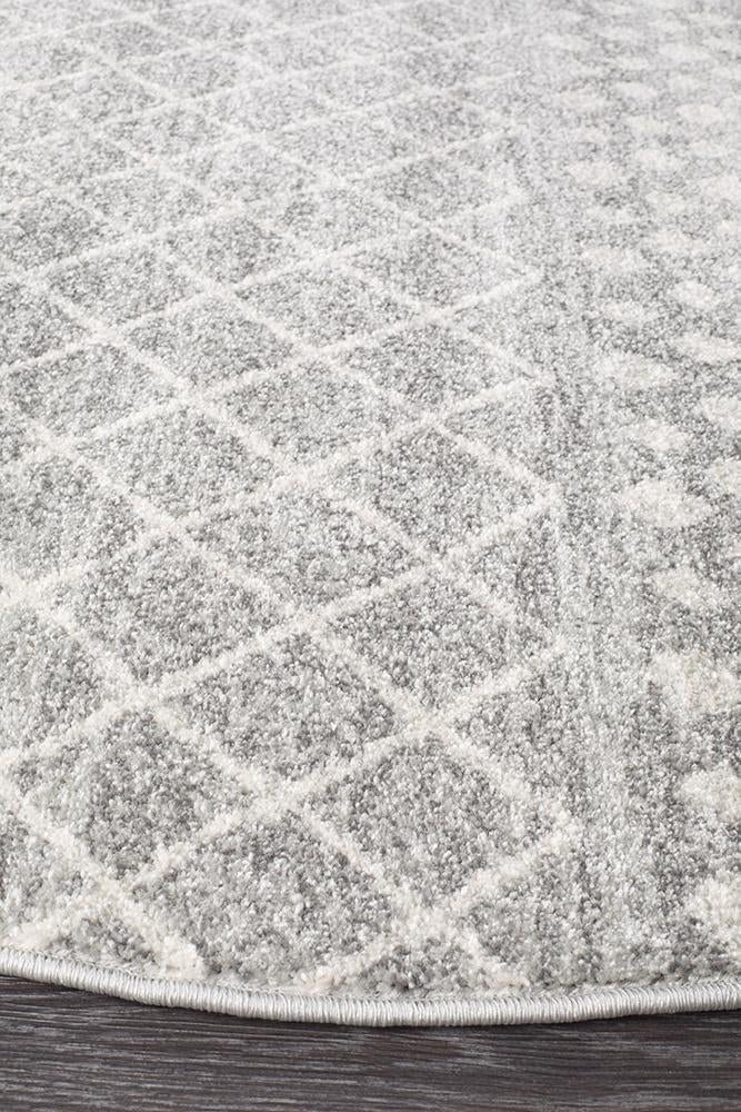 Oasis Nadia Grey Rustic Tribal Round Rug