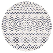 Oasis Nadia White Blue Rustic Tribal Round Rug