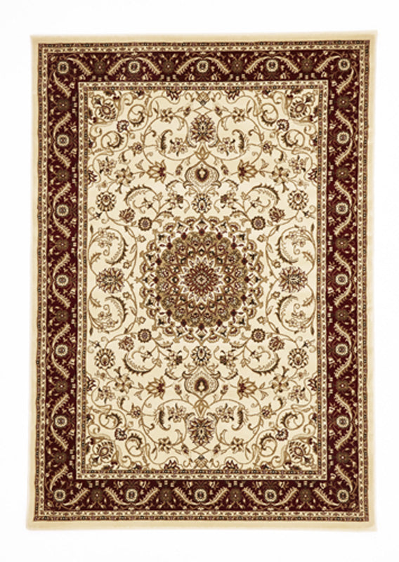 Medallion Rug Ivory with Red Border - Fantastic Rugs
