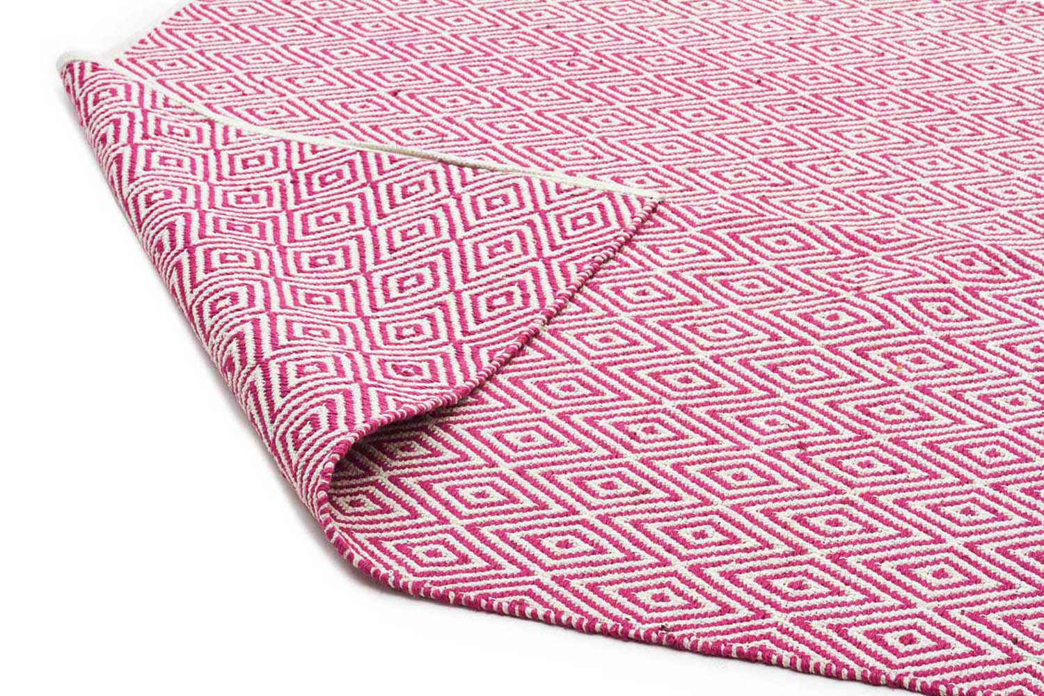 Modern Flatweave Diamond Design Pink Rug - Fantastic Rugs