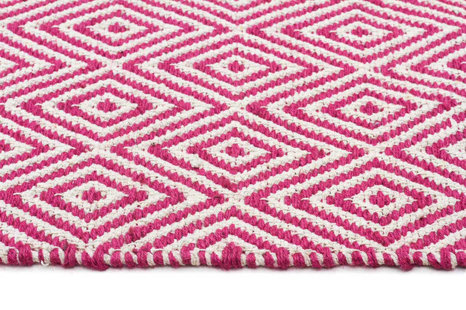 Modern Flatweave Diamond Design Pink Rug - Fantastic Rugs