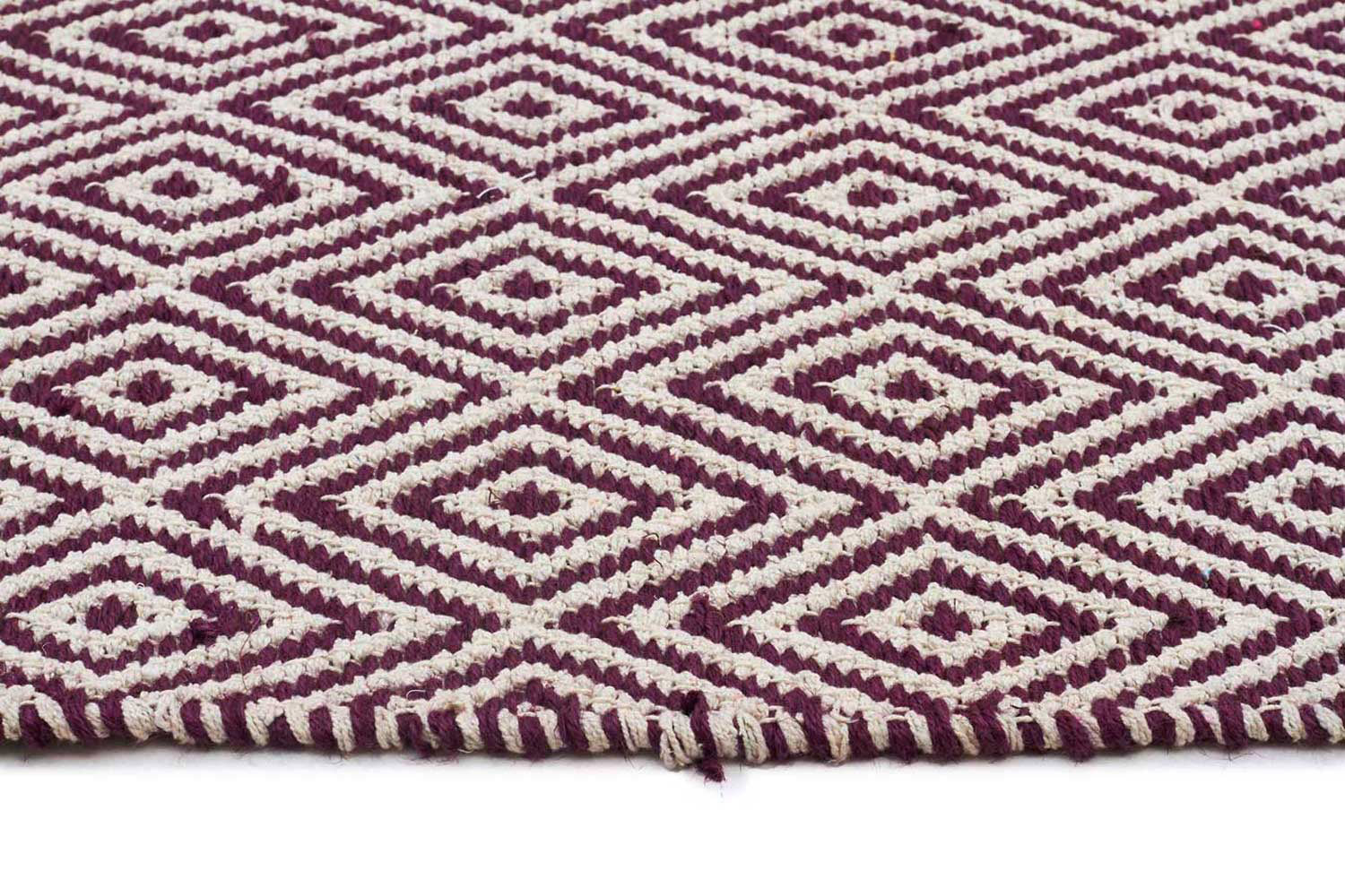 Modern Flatweave Diamond Design Purple Rug - Fantastic Rugs