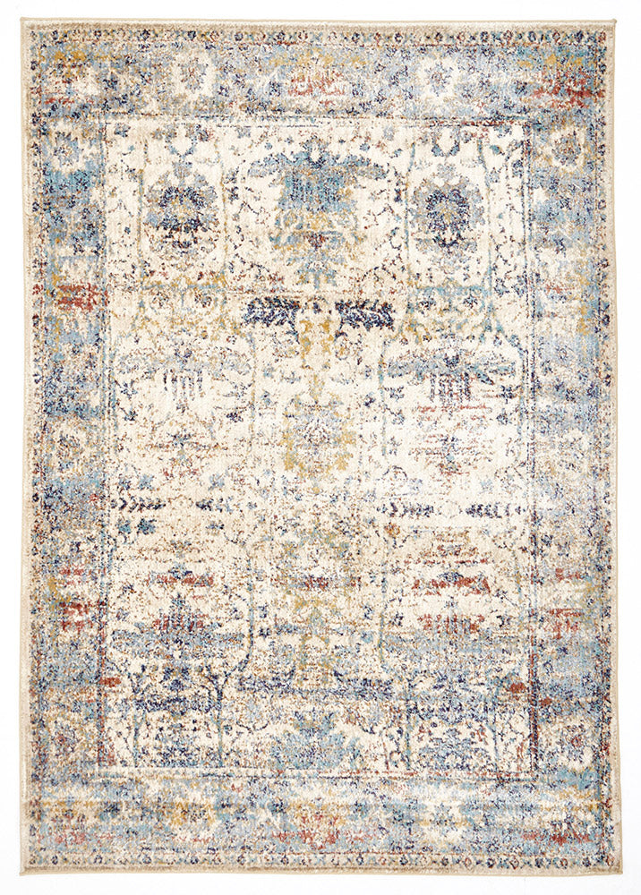 Sanremo Stunning Designer Rug Ivory Blue - Fantastic Rugs