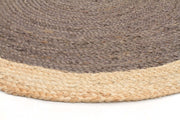 Round Jute Natural Rug Charcoal - Fantastic Rugs