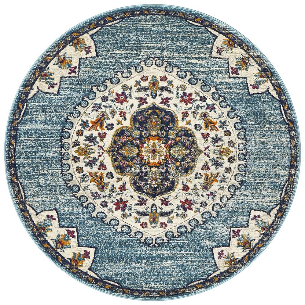 Babylon 202 Blue Round Rug