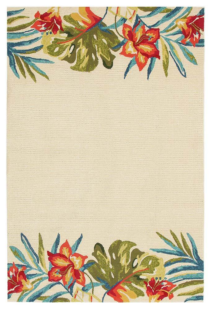 Anna Floral Indoor Outdoor Rug Cream - Fantastic Rugs