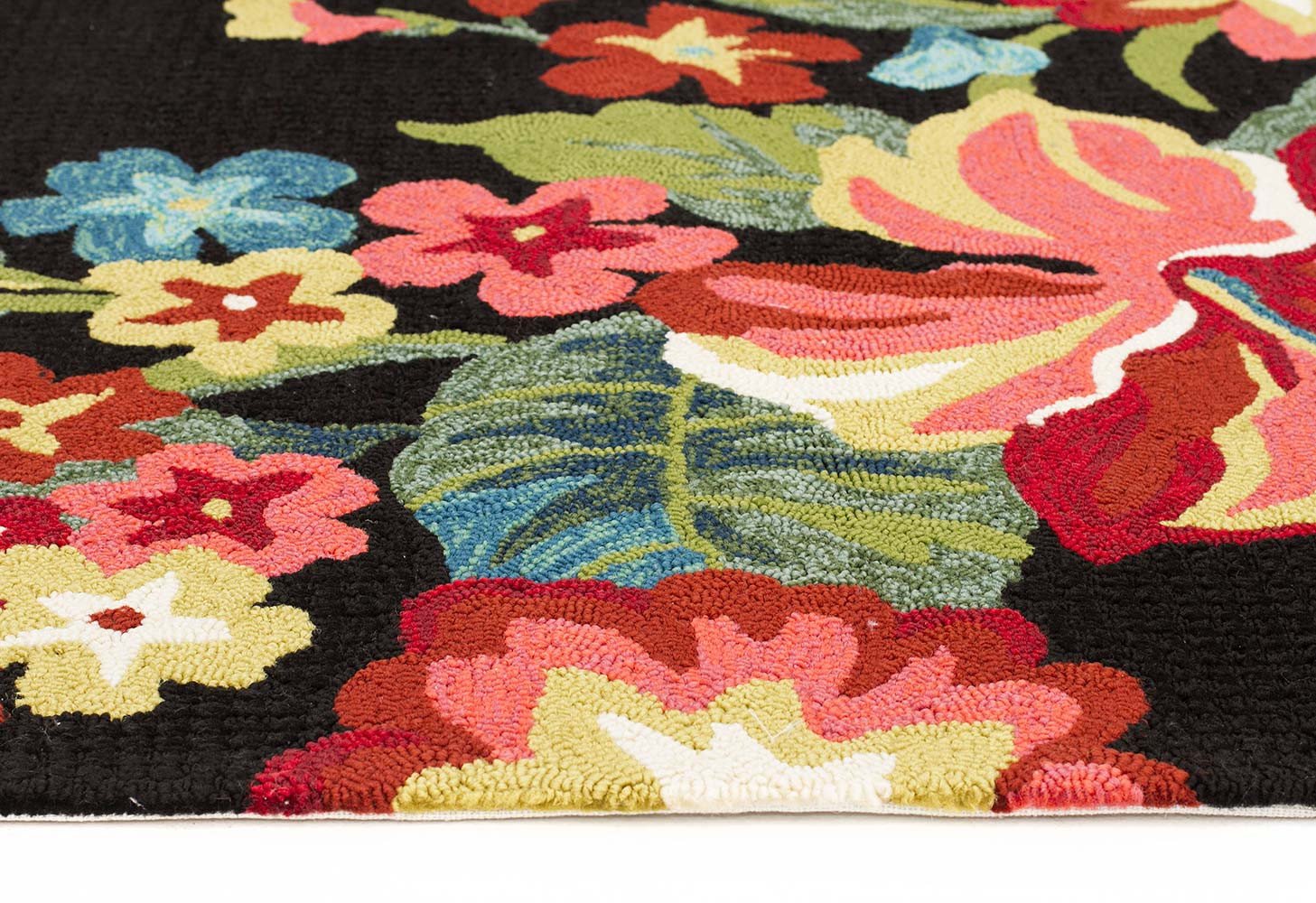 Kelsey Bouquet Black Indoor Outdoor Rug - Fantastic Rugs