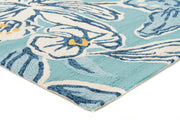 Whimsical Blue Floral Indoor Outdoor Rug - Fantastic Rugs