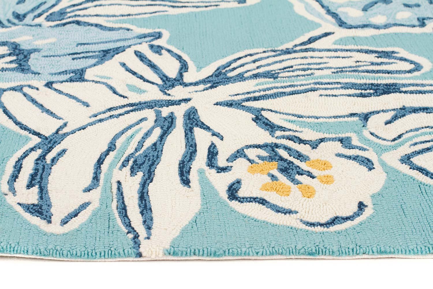 Whimsical Blue Floral Indoor Outdoor Rug - Fantastic Rugs