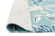 Whimsical Blue Floral Indoor Outdoor Rug - Fantastic Rugs