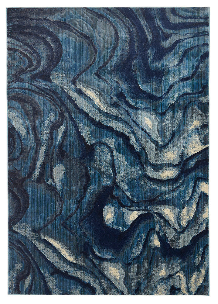 Waves Modern Indigo Rug - Fantastic Rugs