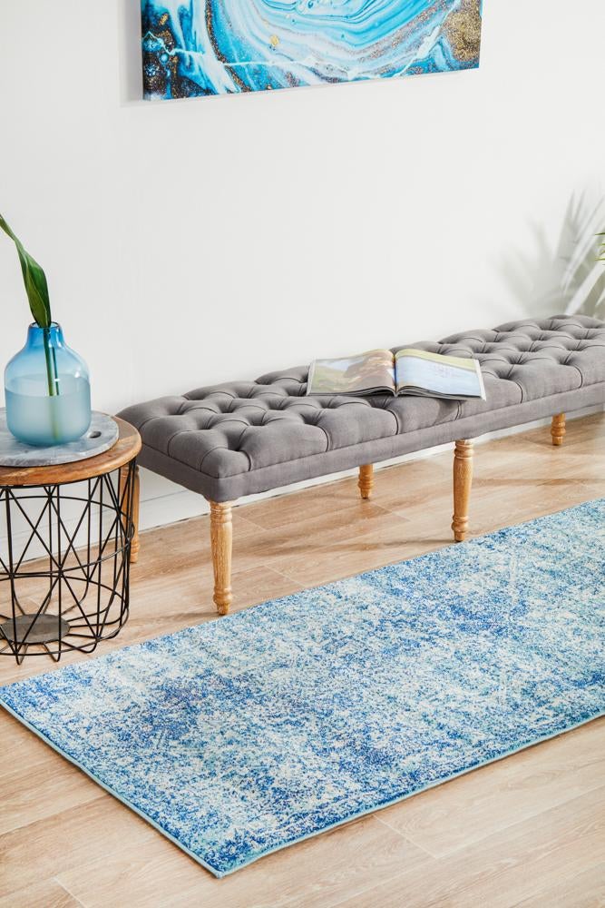 Evoke Muse Blue Transitional Runner Rug