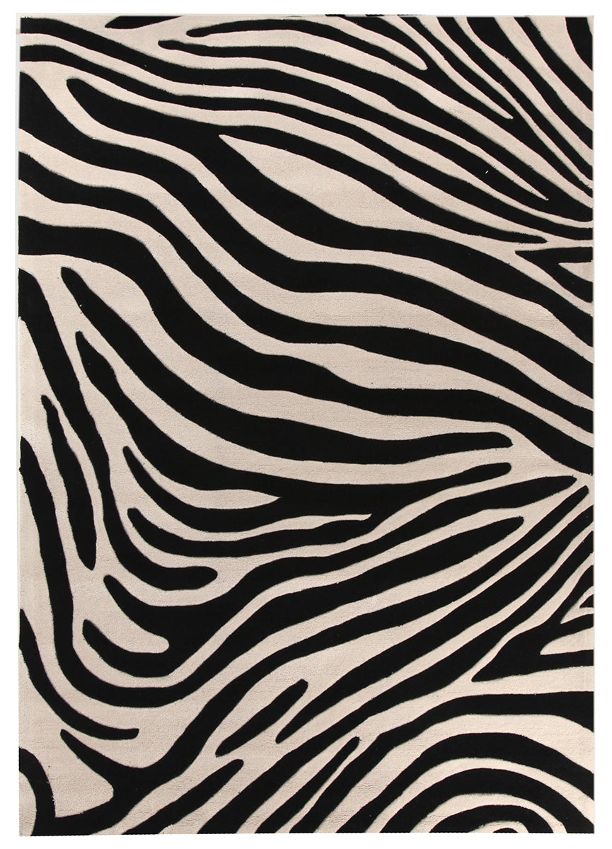 Zebra Deluxe Black And White Rug - Fantastic Rugs