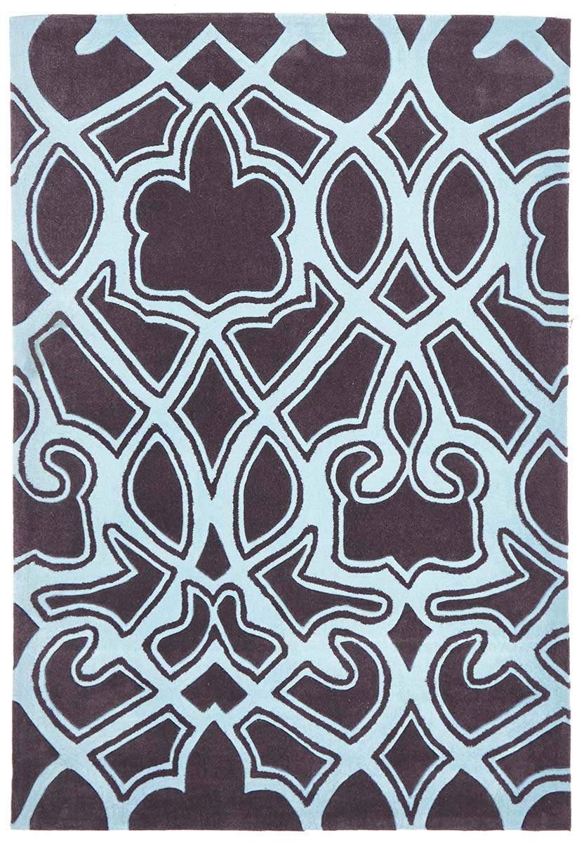 Gothic Tribal Design Rug Smoke Grey and Blue - Fantastic Rugs