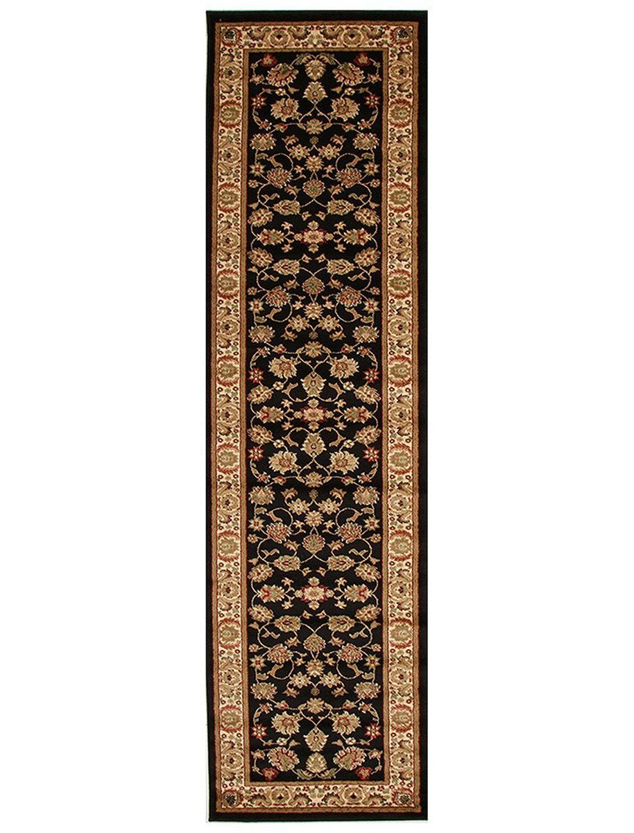 Istanbul Collection Traditional Floral Pattern Black Rug