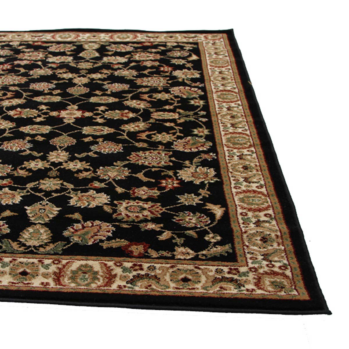 Traditional Floral Design Rug Black - Fantastic Rugs