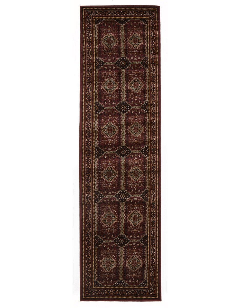 Istanbul Collection Traditional Afghan Design Burgundy Red Rug