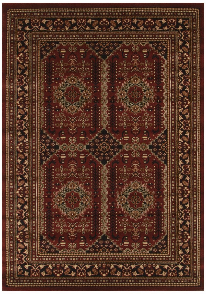 Istanbul Collection Traditional Afghan Design Burgundy Red Rug