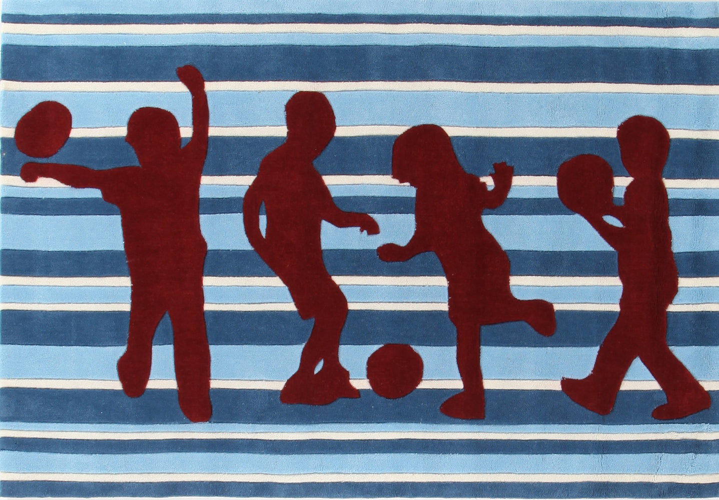 Funky Striped Kids Rug Blue and Burgundy - Fantastic Rugs