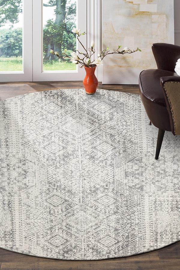 Zelda Silver Grey Round Rug - Fantastic Rugs