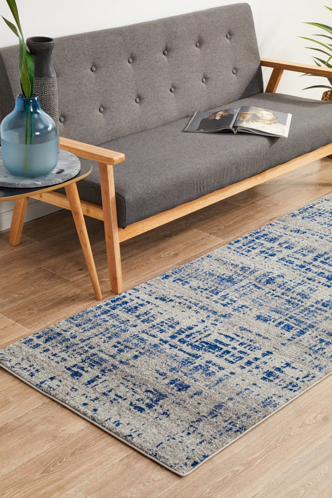 Mirage Ashley Abstract Modern Blue Grey Runner Rug