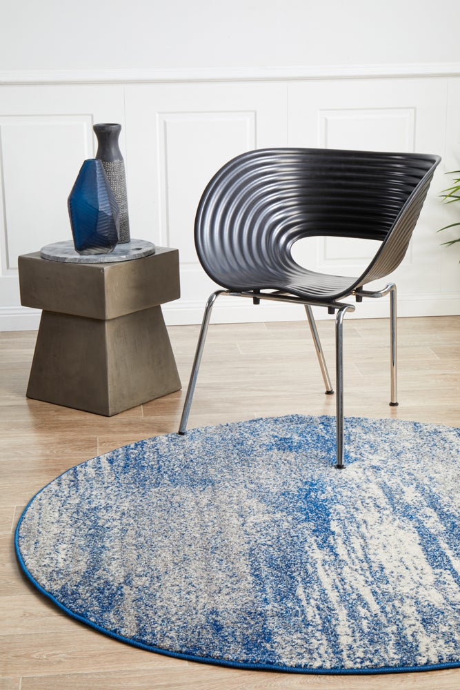 Mirage Casandra Dunescape Modern Blue Grey Round Rug