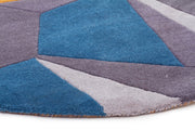 Laura Designer Wool Rug Blue Yellow Grey - Fantastic Rugs