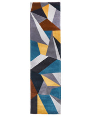 Laura Designer Wool Rug Blue Yellow Grey - Fantastic Rugs