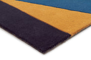 Laura Designer Wool Rug Blue Yellow Grey - Fantastic Rugs