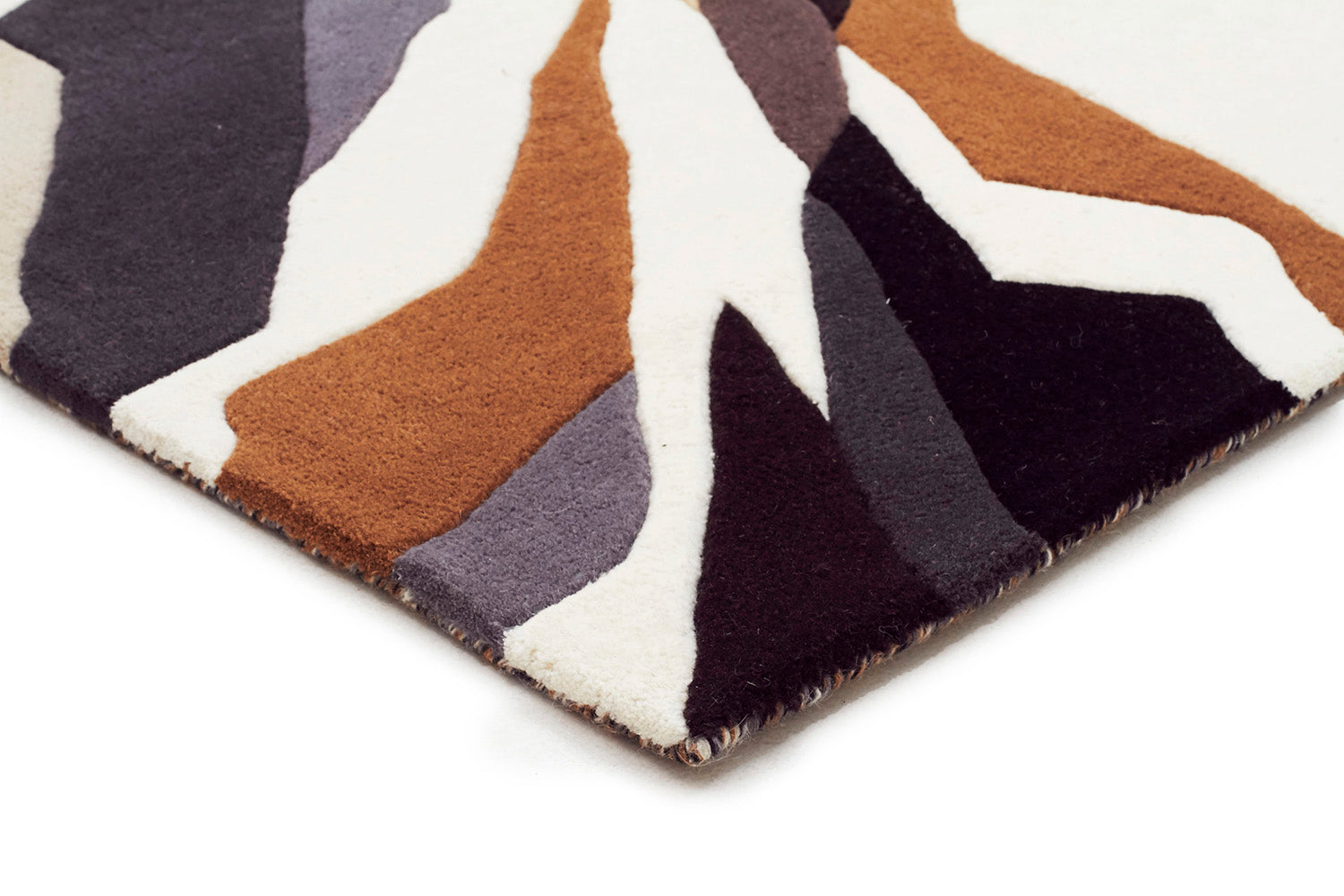 Crossroads Designer Wool Rug Brown White Grey - Fantastic Rugs