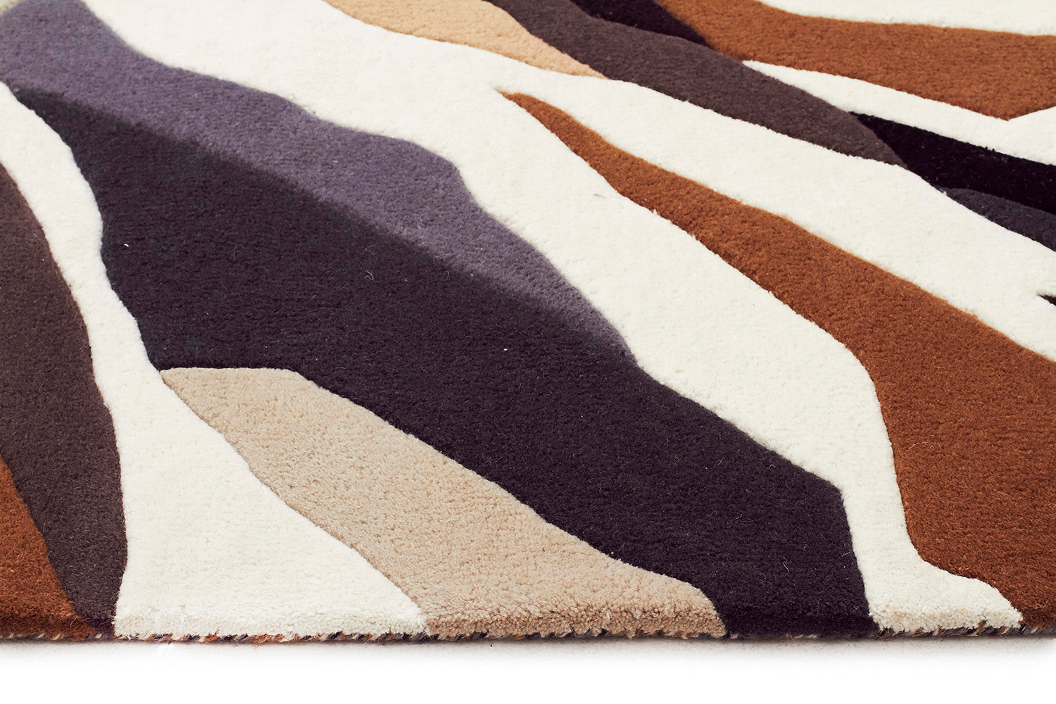 Crossroads Designer Wool Rug Brown White Grey - Fantastic Rugs