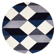 Digital Designer Wool Rug Blue Grey White - Fantastic Rugs