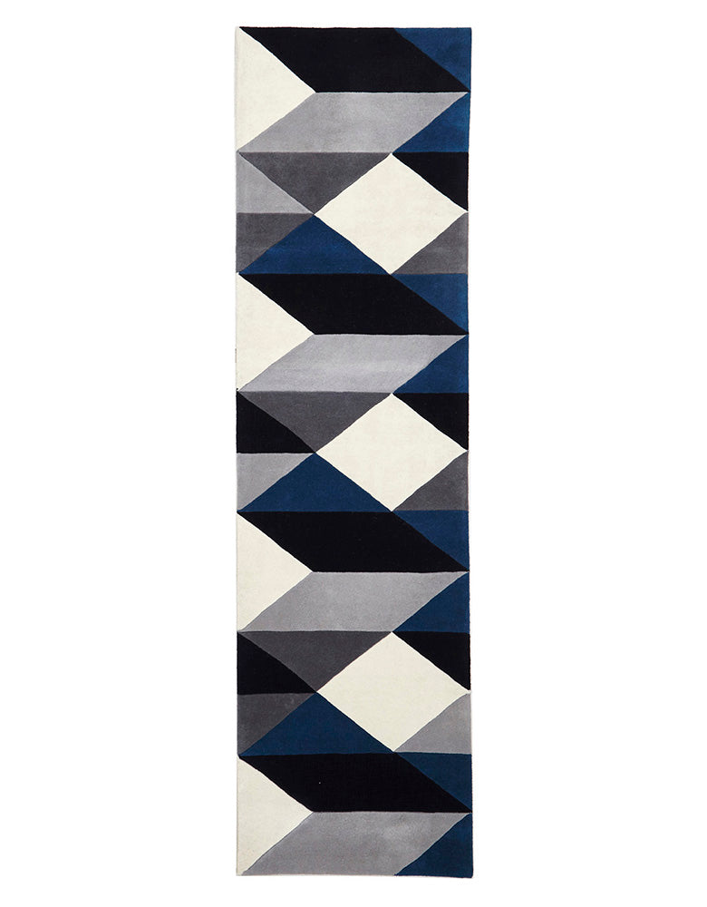 Digital Designer Wool Rug Blue Grey White - Fantastic Rugs