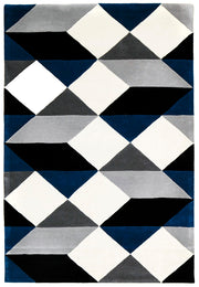 Digital Designer Wool Rug Blue Grey White - Fantastic Rugs