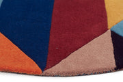 Sandy Designer Wool Rug Rust Blue Navy - Fantastic Rugs