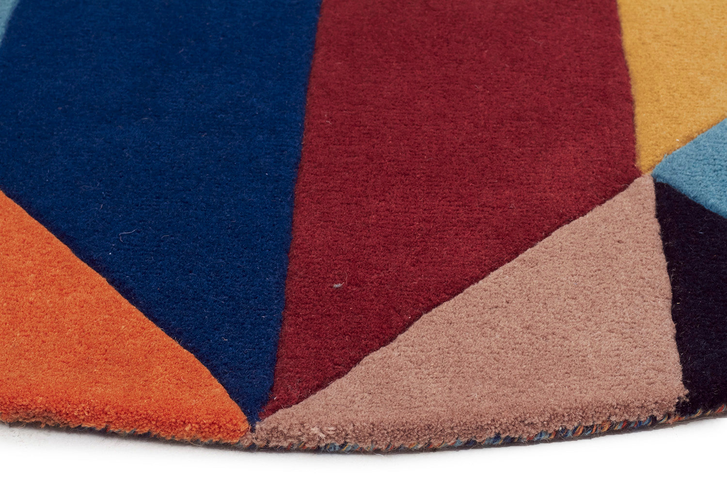 Sandy Designer Wool Rug Rust Blue Navy - Fantastic Rugs