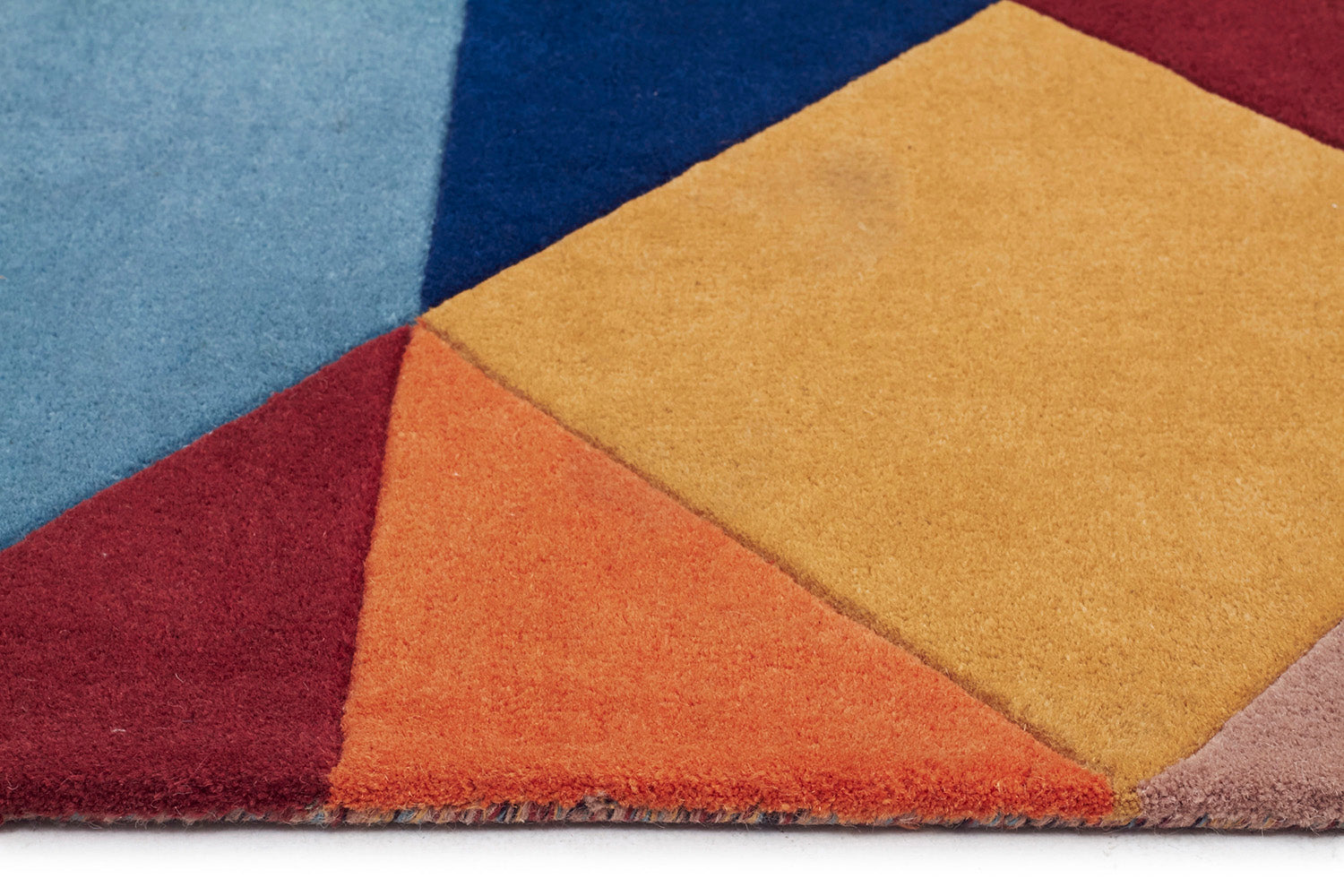 Sandy Designer Wool Rug Rust Blue Navy - Fantastic Rugs