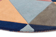 Prism Designer Wool Rug Rust Blue Navy - Fantastic Rugs