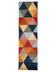 Prism Designer Wool Rug Rust Blue Navy - Fantastic Rugs