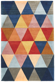 Prism Designer Wool Rug Rust Blue Navy - Fantastic Rugs