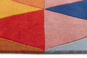 Prism Designer Wool Rug Rust Blue Navy - Fantastic Rugs