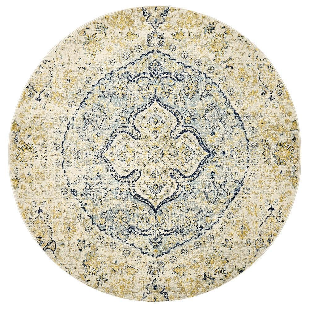 Museum Tyler Sky Blue Round Rug