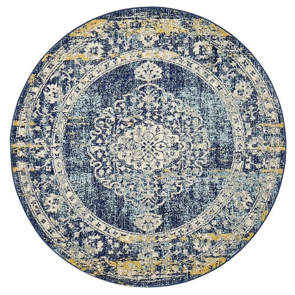 Museum Wilson Navy Round Rug