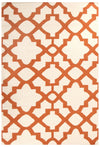 Flat Weave Trellis Design Orange White Rug - Fantastic Rugs
