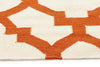 Flat Weave Trellis Design Orange White Rug - Fantastic Rugs